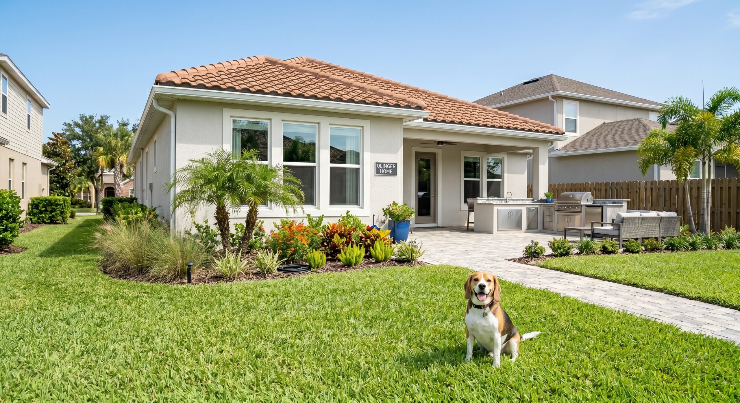 Beagle in yard