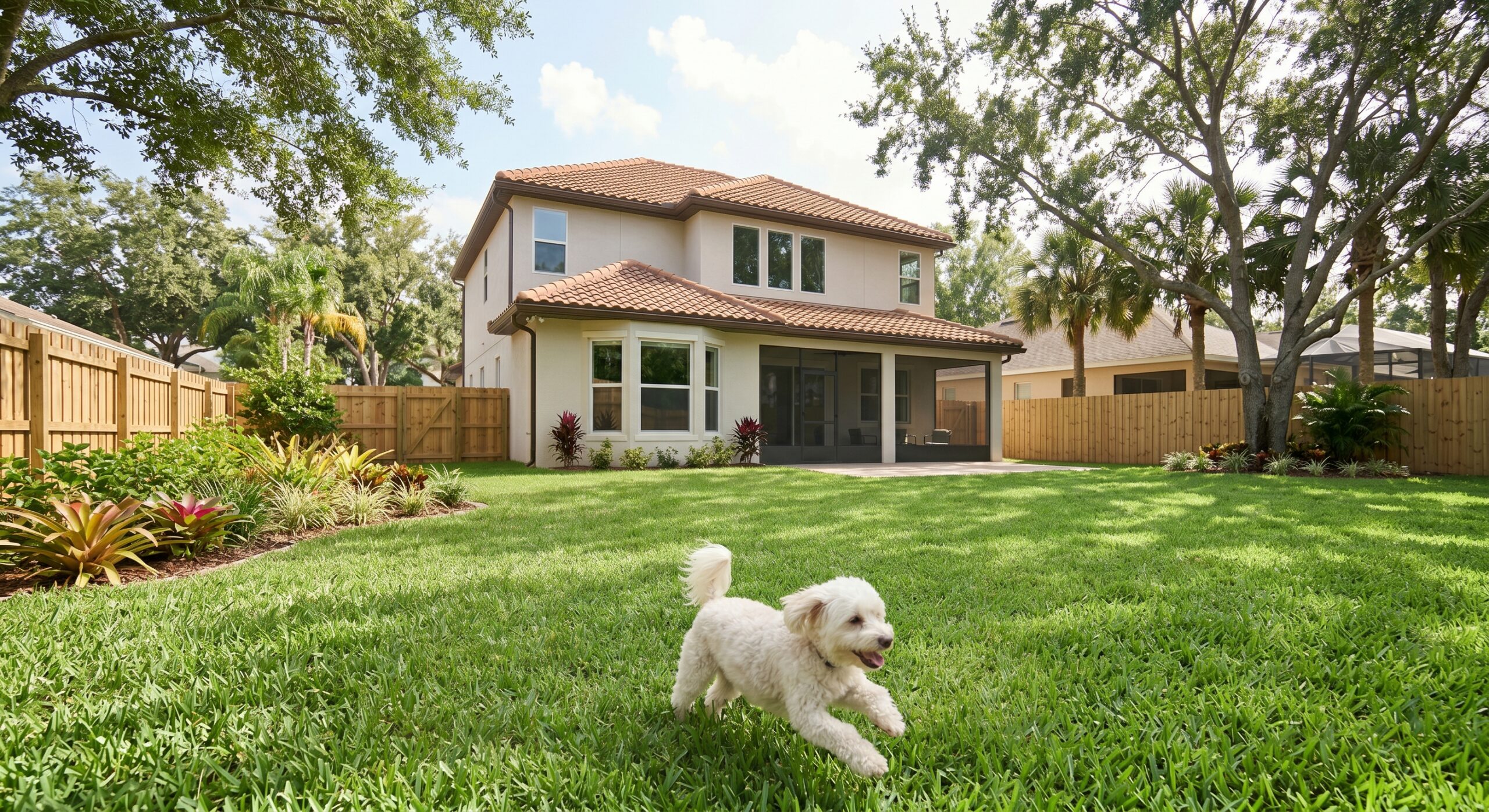 Doodle Running Backyard