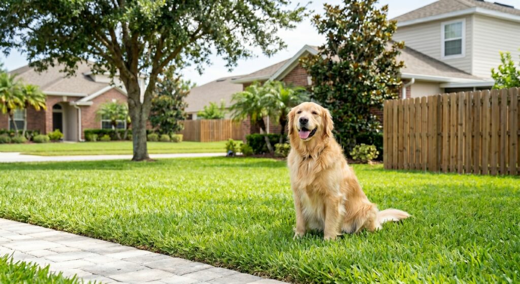 Golden Retriever In Yard