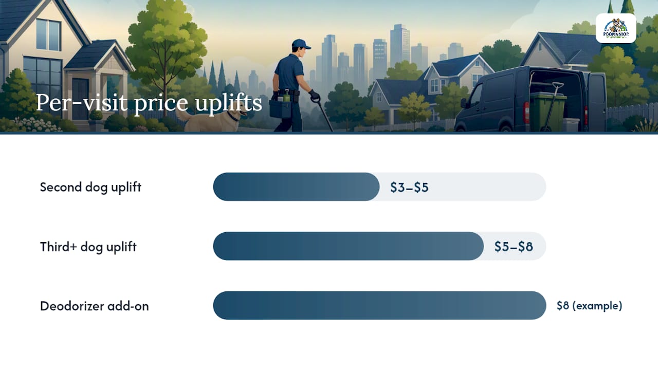 Diagram of cost factors with per-dog price uplifts