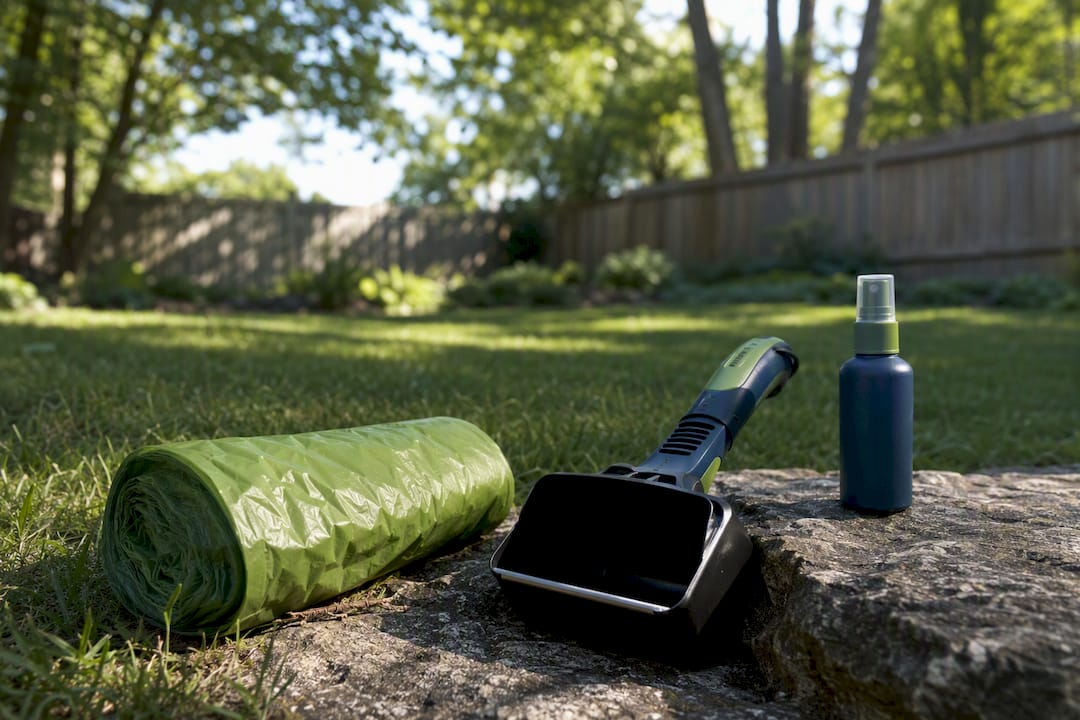 Dog waste removal tools and deodorizer