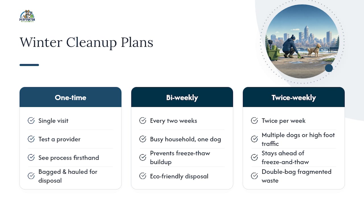 Comparison of winter pet waste cleanup plans