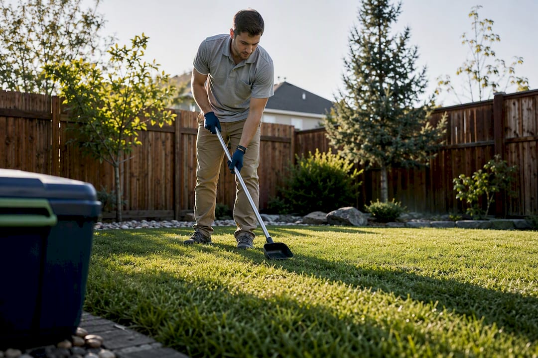 Technician completing a clean backyard waste removal
